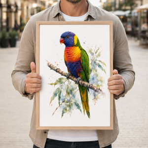 Rainbow Lorikeet Wall Art, Australian Bird Watercolour Print