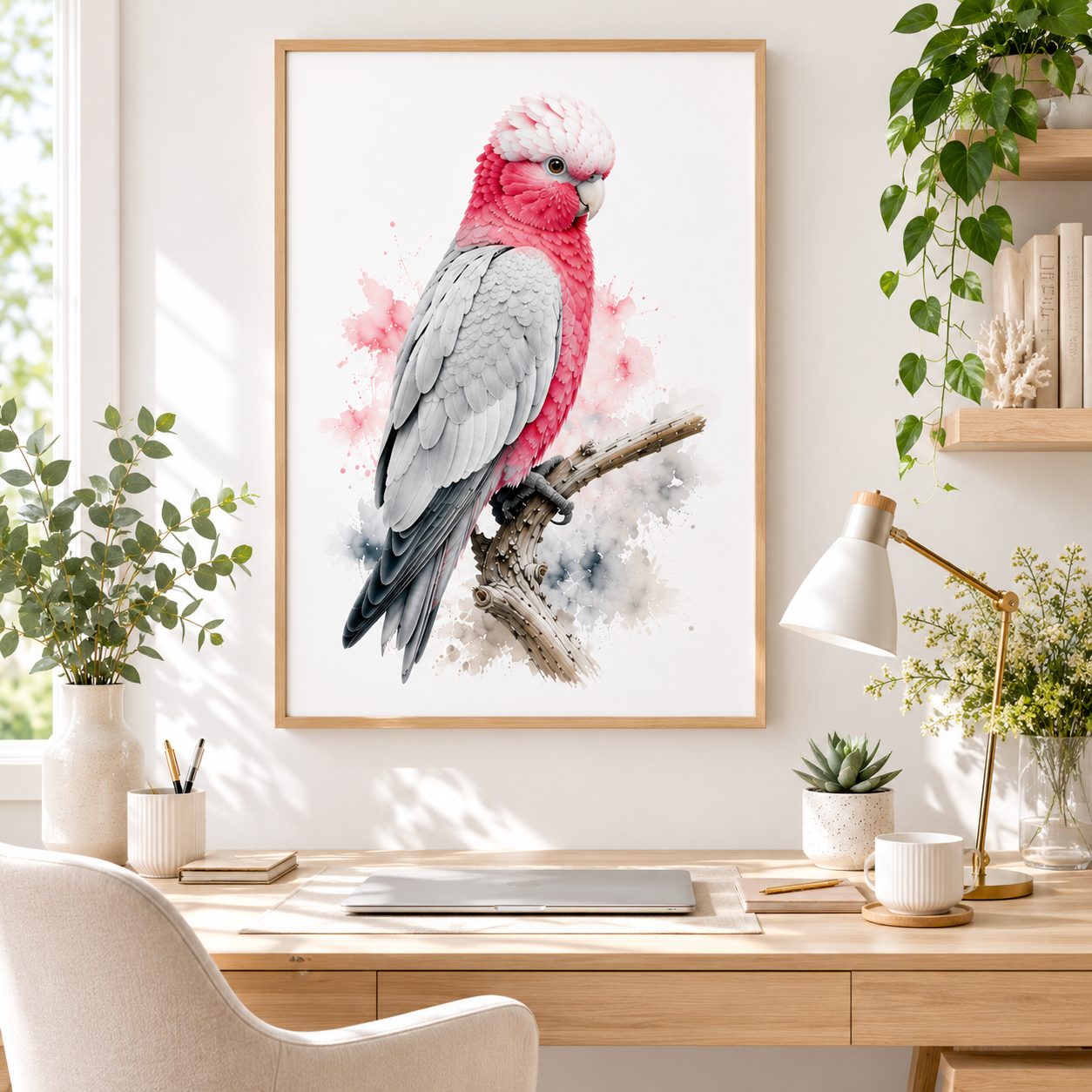 Australian Galah Watercolour Print, Pink Cockatoo Wall Art. - Image 2