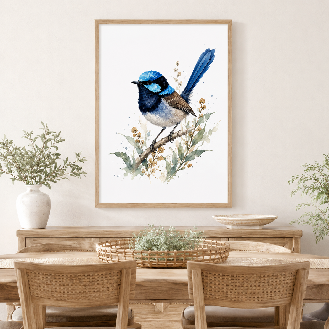 Australian Superb Fairywren Watercolour Print – Coastal Bird Wall Art - Image 4