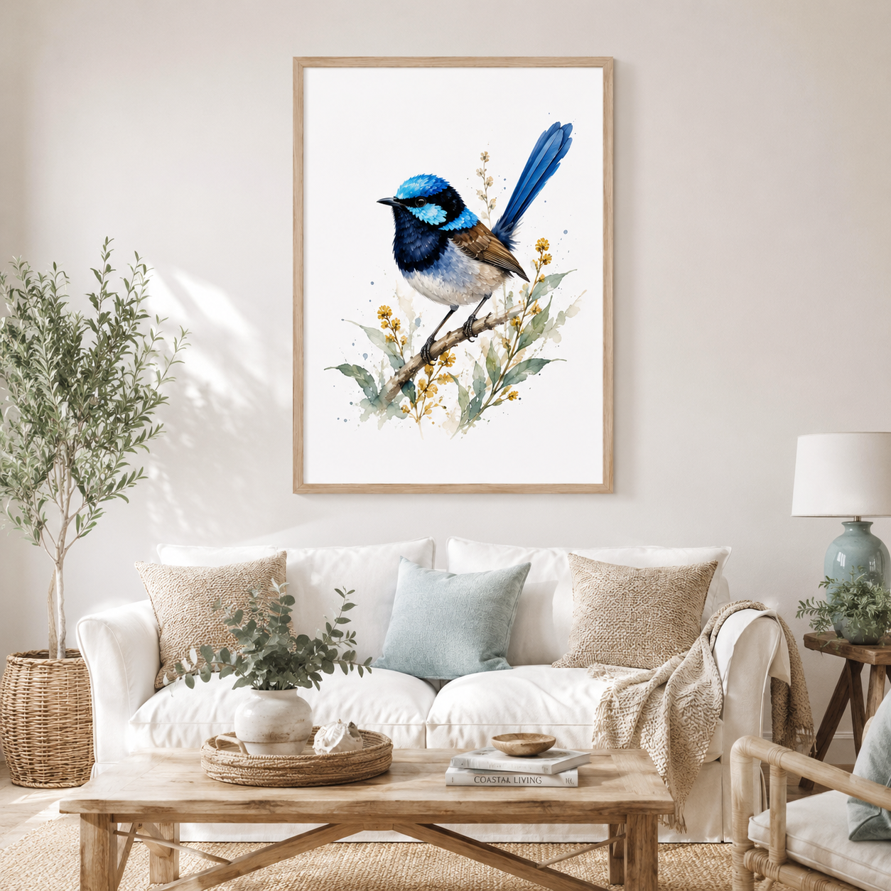 Australian Superb Fairywren Watercolour Print – Coastal Bird Wall Art - Image 3
