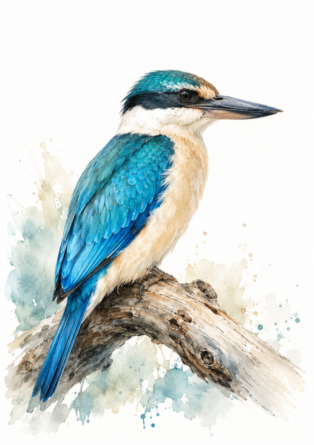 Sacred Kingfisher Watercolour Print – Australian Coastal Bird Wall Art - Image 6