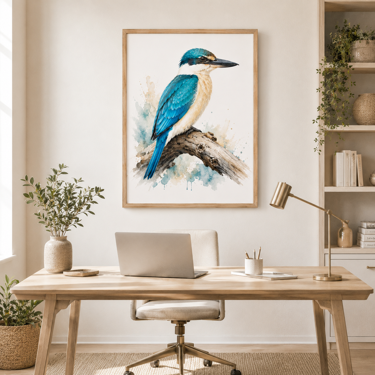 Sacred Kingfisher Watercolour Print – Australian Coastal Bird Wall Art - Image 5