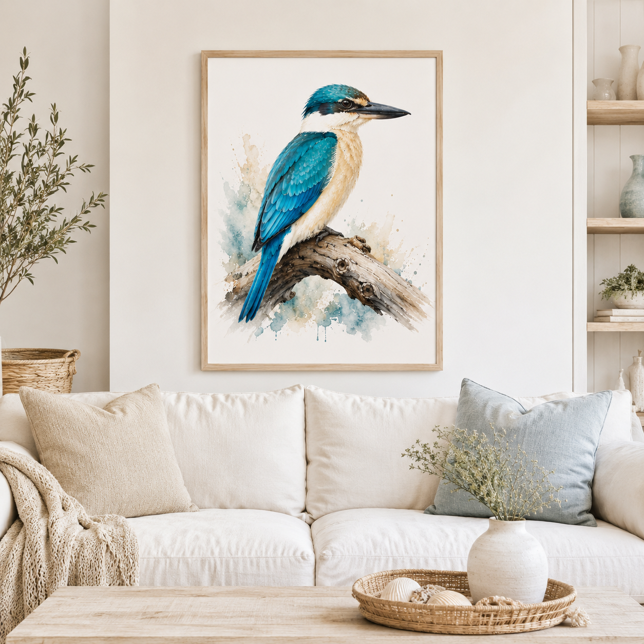 Sacred Kingfisher Watercolour Print – Australian Coastal Bird Wall Art - Image 4