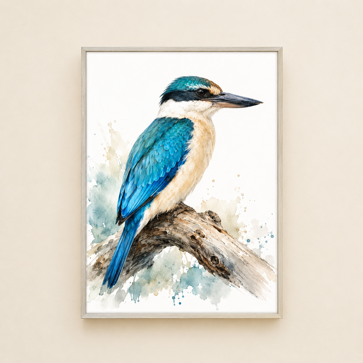 Sacred Kingfisher Watercolour Print – Australian Coastal Bird Wall Art - Image 2