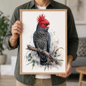 Gang-gang Cockatoo Watercolour Wall Art Print