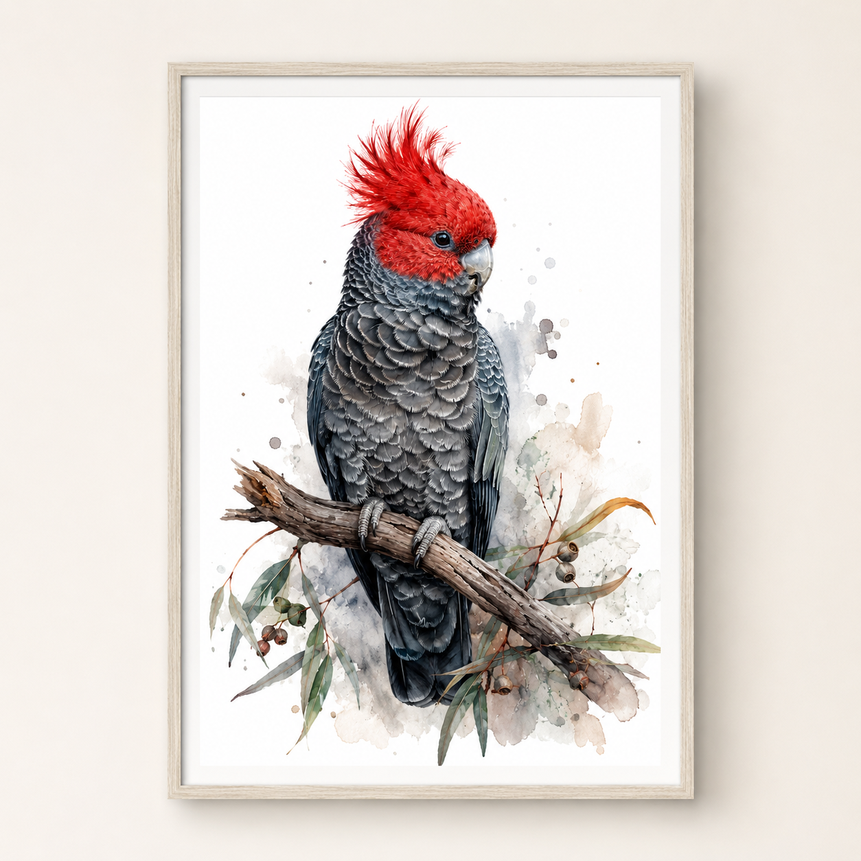 Gang-gang Cockatoo Watercolour Wall Art Print - Image 4