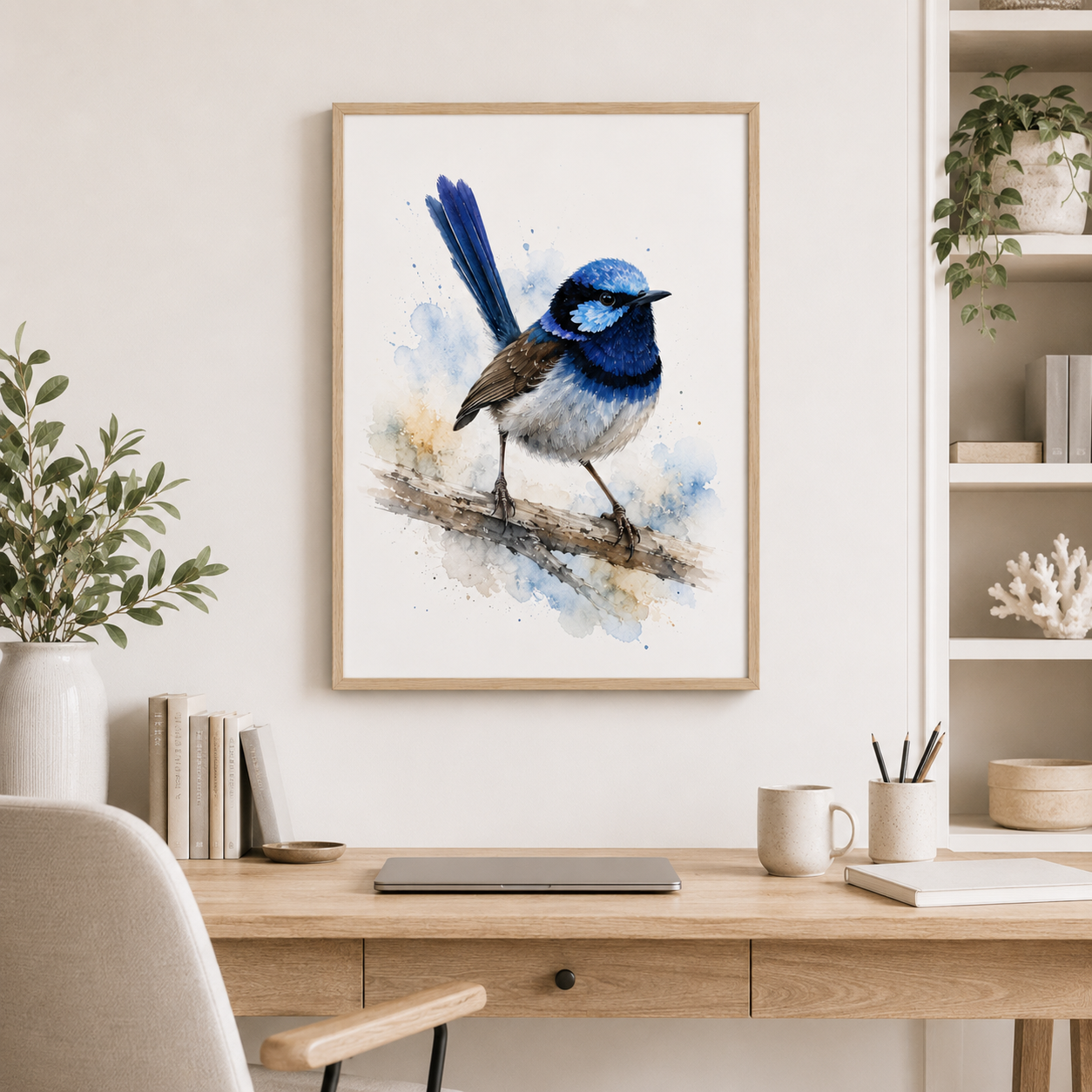 Blue Wren Watercolour Wall Art – Australian Native Bird Print - Image 6