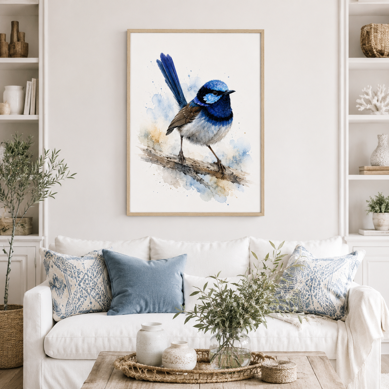 Blue Wren Watercolour Wall Art – Australian Native Bird Print - Image 5