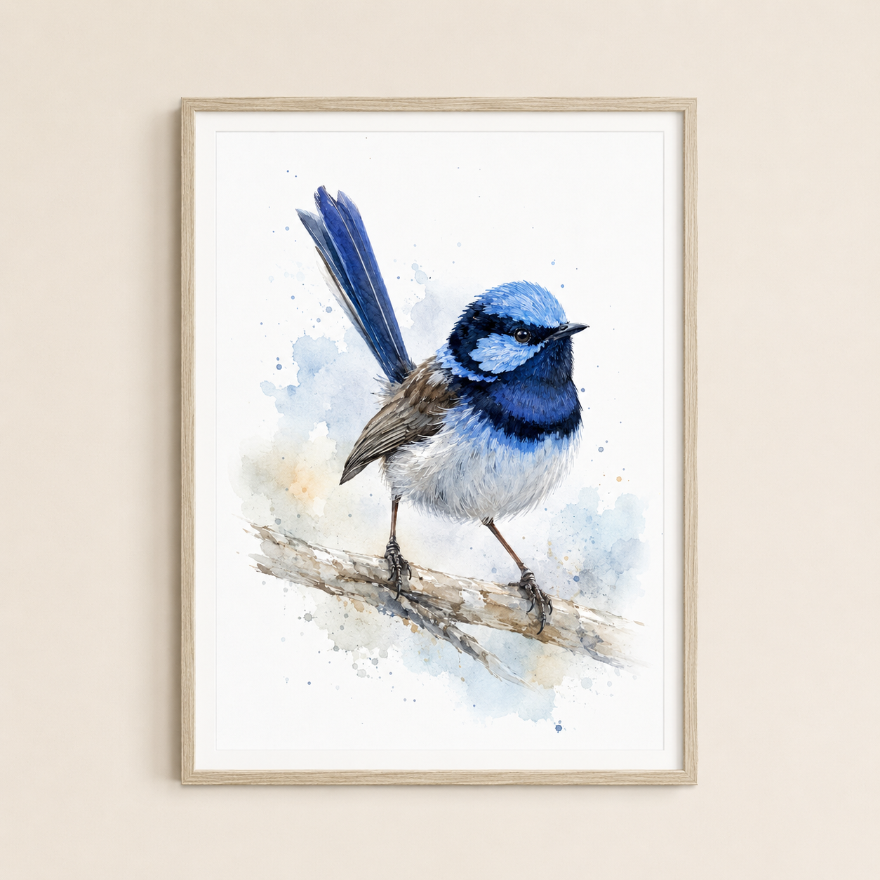 Blue Wren Watercolour Wall Art – Australian Native Bird Print - Image 3