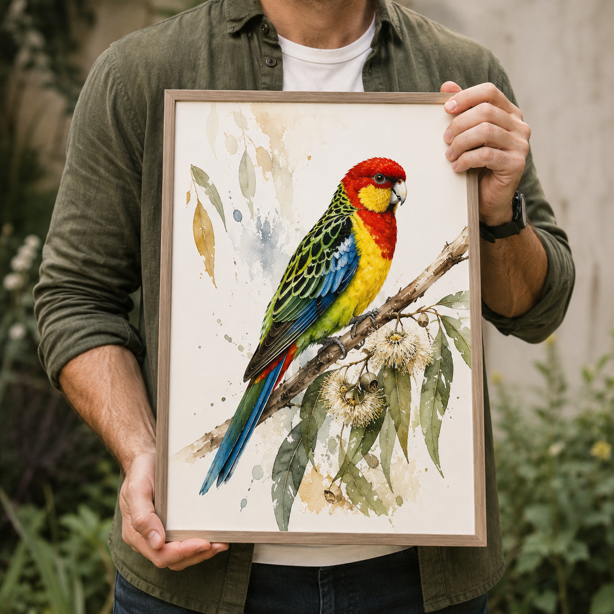 Watercolour Western Rosella Print, Native Australian Bird Art.