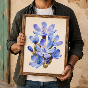 Blue Flax Flower Watercolour Print - Botanical Images