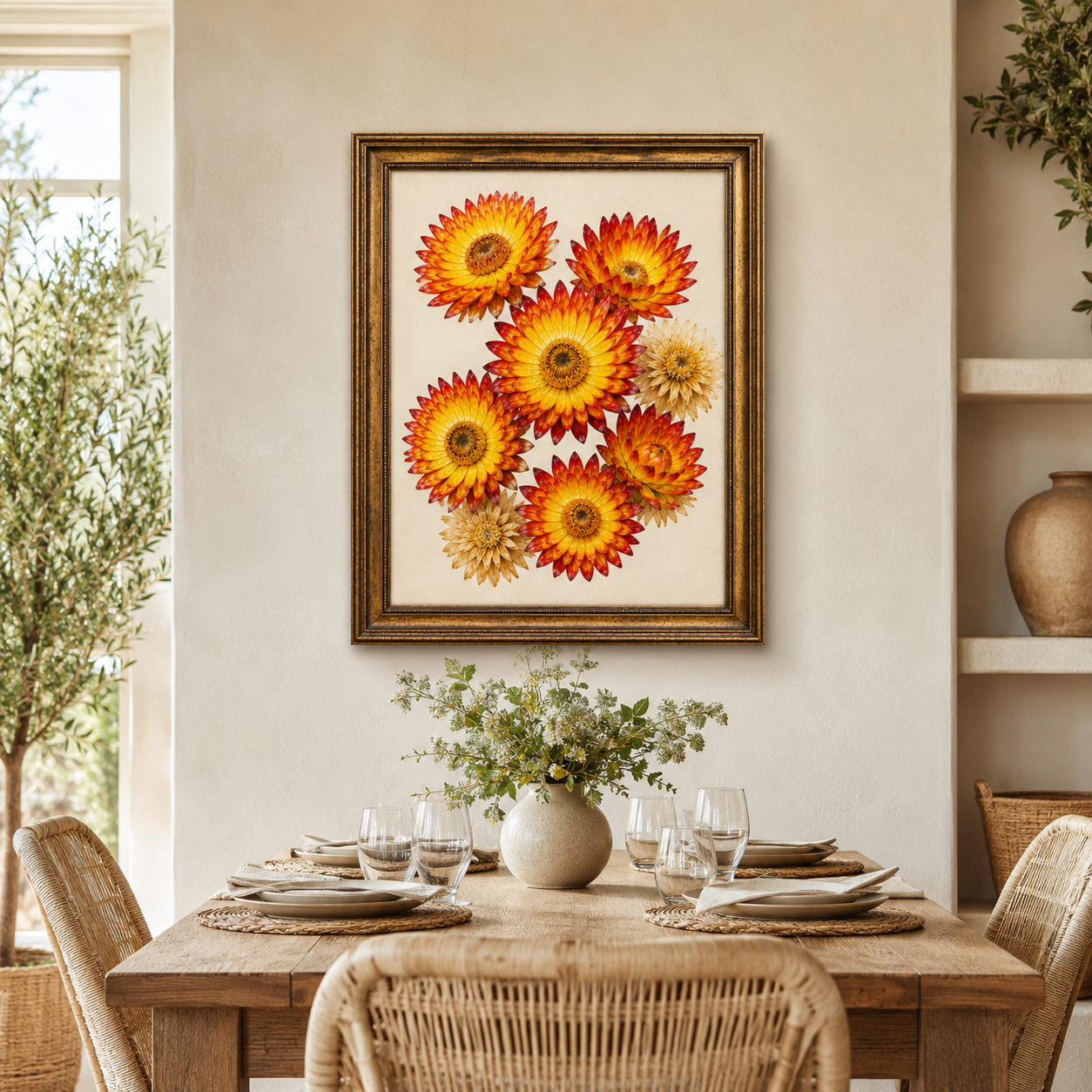 Strawflower Watercolour Wall Art – Vintage Botanical Floral Print - Image 4