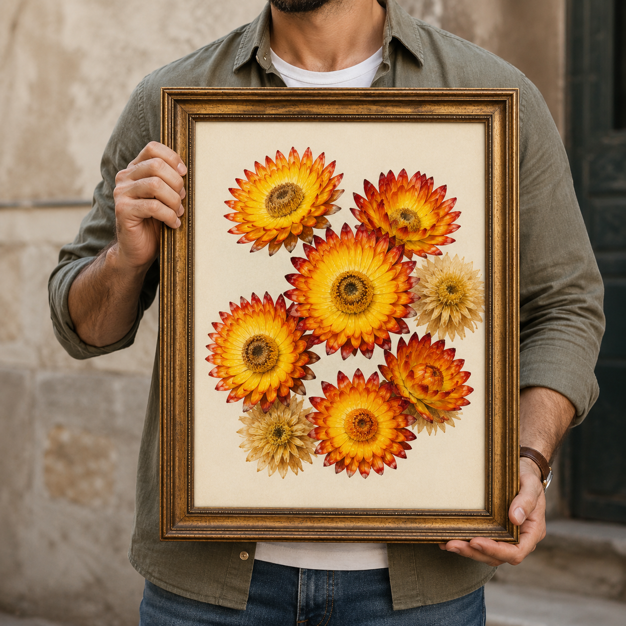 Strawflower Watercolour Wall Art – Vintage Botanical Floral Print - Image 3