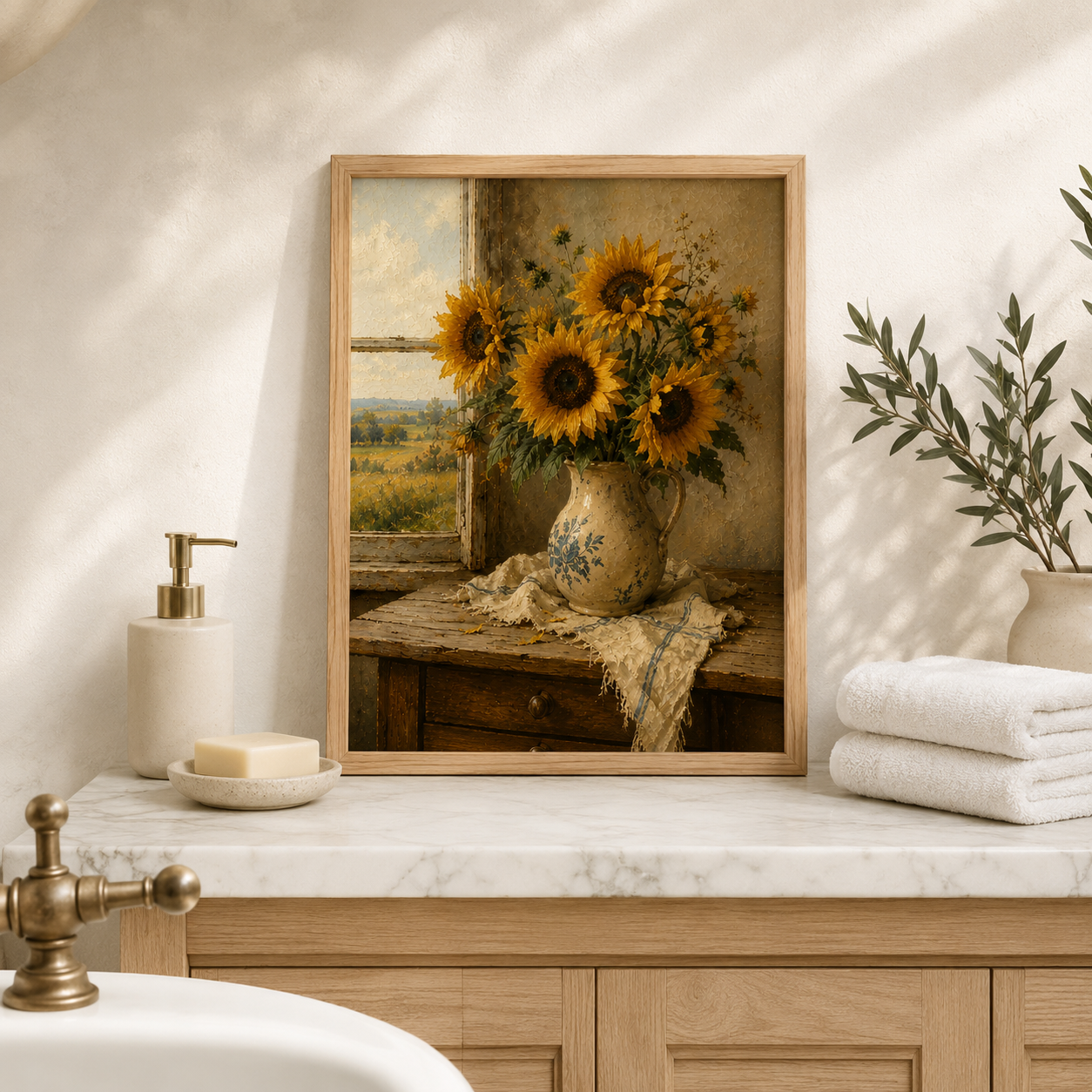 Vintage Sunflower Still Life Print – Rustic Farmhouse Wall Art - Image 7