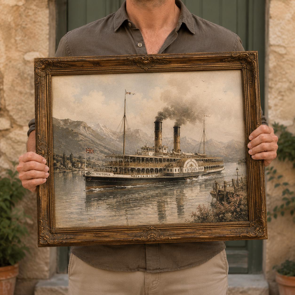 Vintage Paddle Steamer Victoria Watercolour Art Print - Image 7