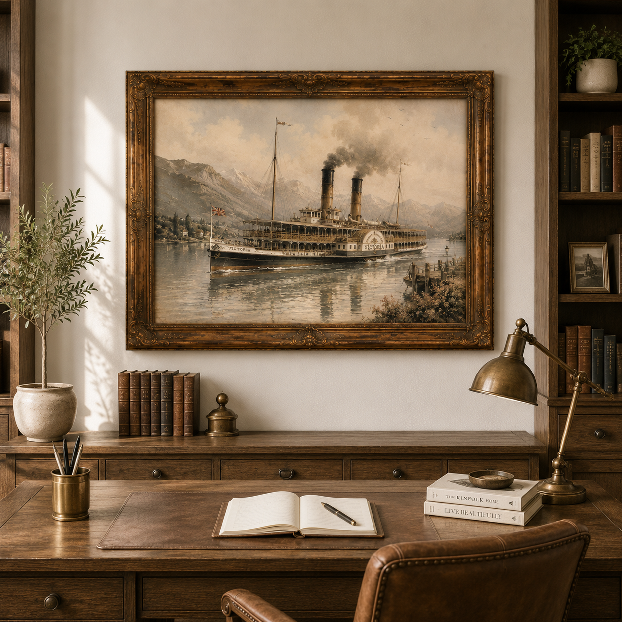 Vintage Paddle Steamer Victoria Watercolour Art Print - Image 5