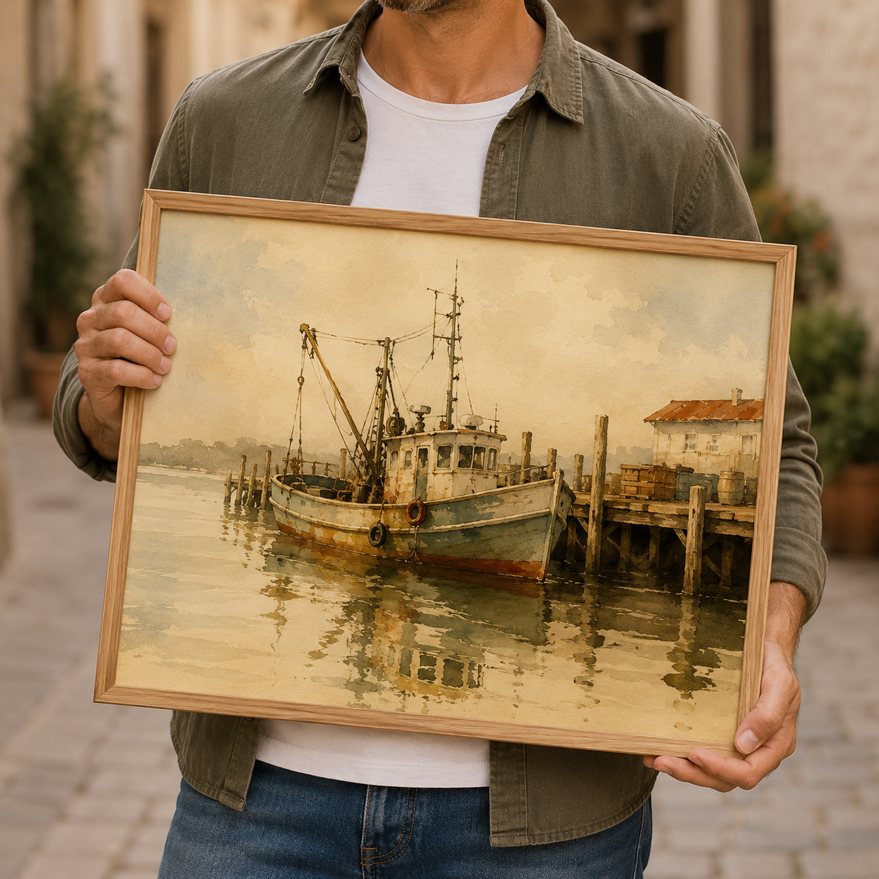 Vintage Fishing Boat Watercolour Print | Rustic Coastal Nautical Wall Art - Image 2