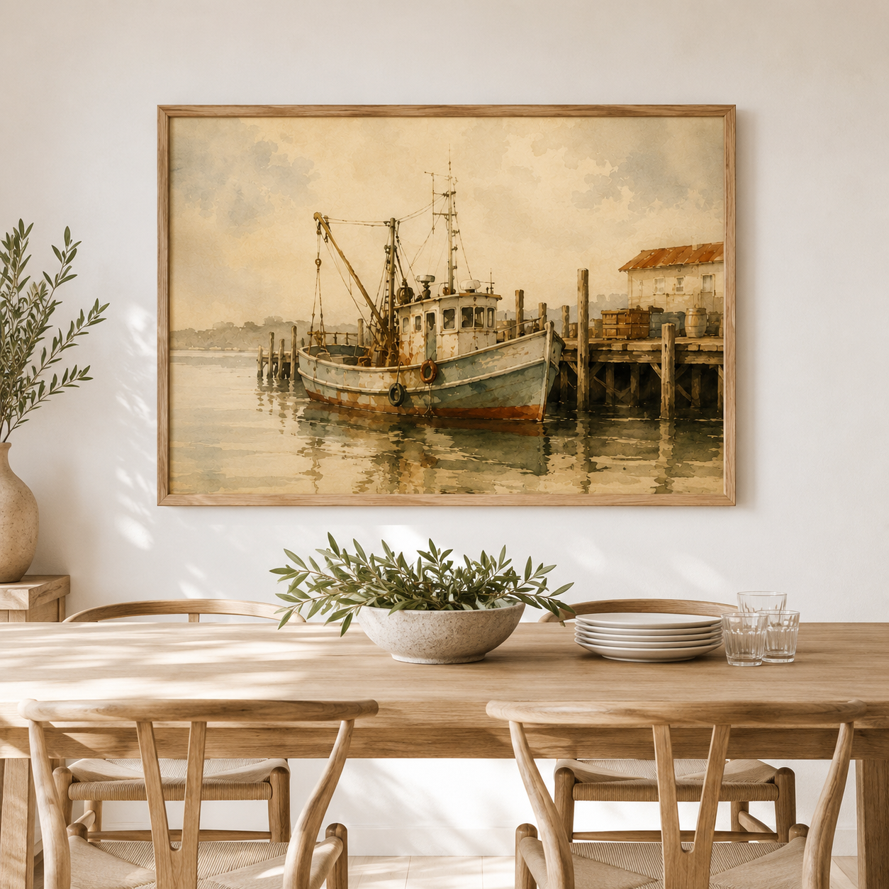 Vintage Fishing Boat Watercolour Print | Rustic Coastal Nautical Wall Art - Image 3