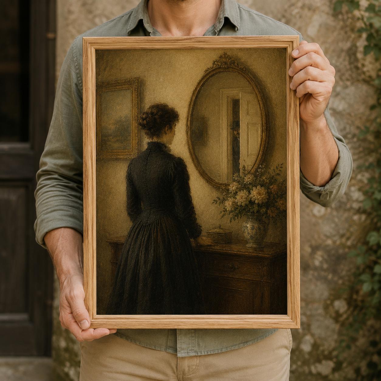 Vintage Victorian Woman Mirror Art Print – Gothic Antique Wall Decor - Image 7
