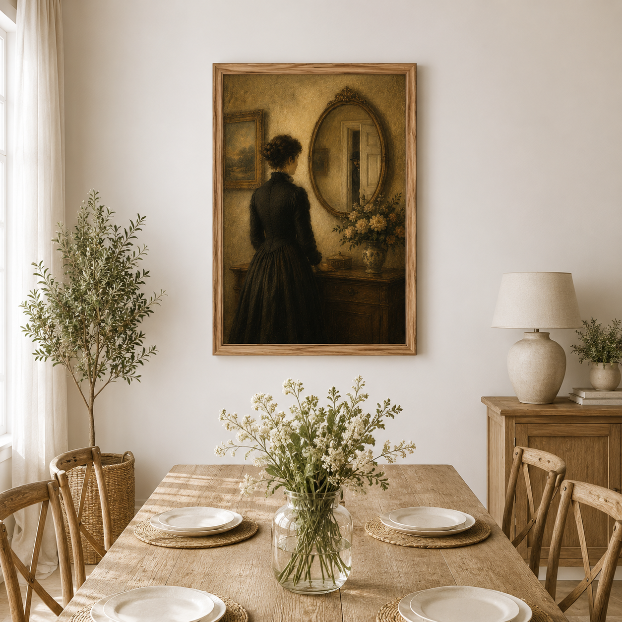Vintage Victorian Woman Mirror Art Print – Gothic Antique Wall Decor - Image 6