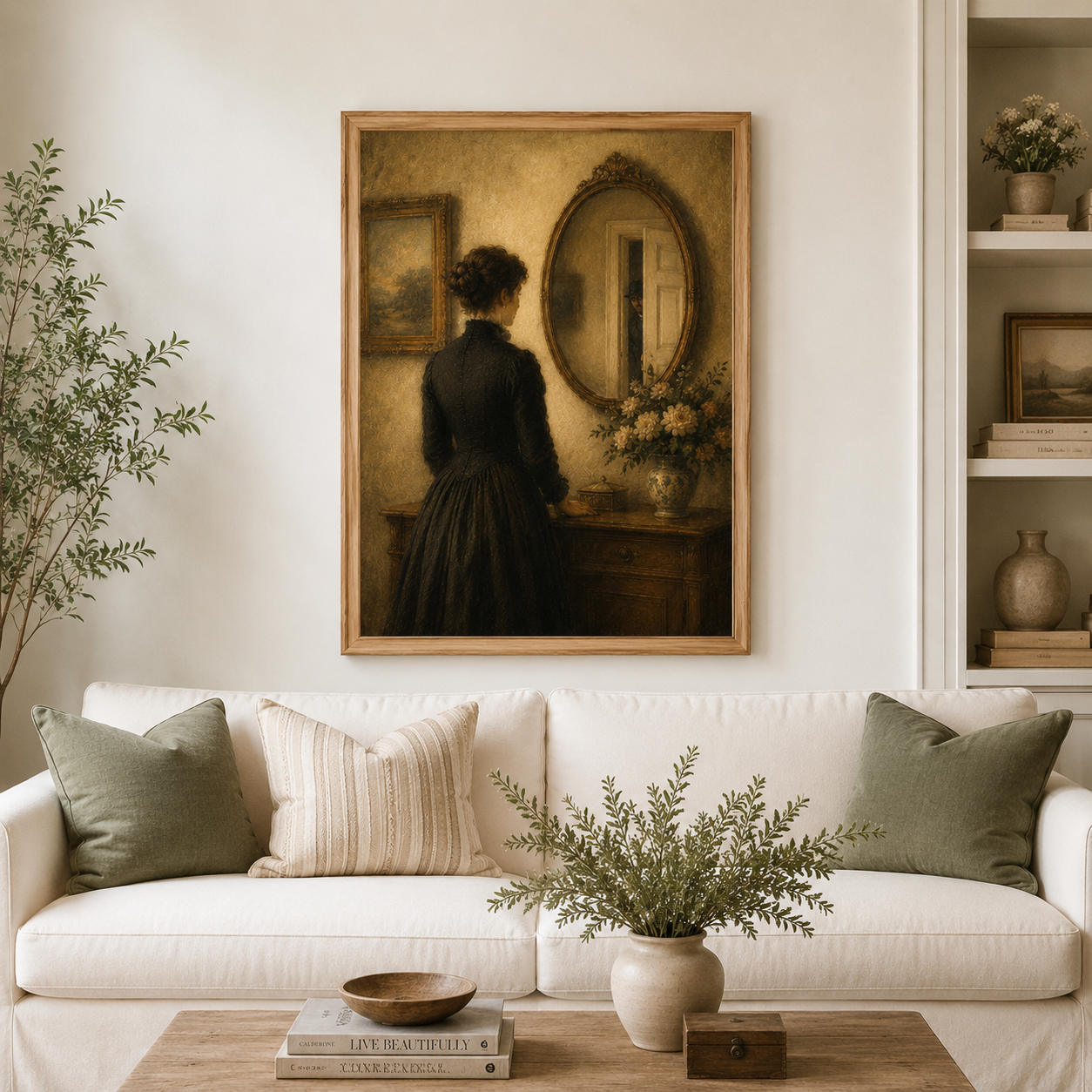 Vintage Victorian Woman Mirror Art Print – Gothic Antique Wall Decor - Image 5