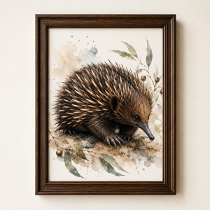 Echidna Wall Art | Australian Wildlife Watercolor Print | Printable Digital Download