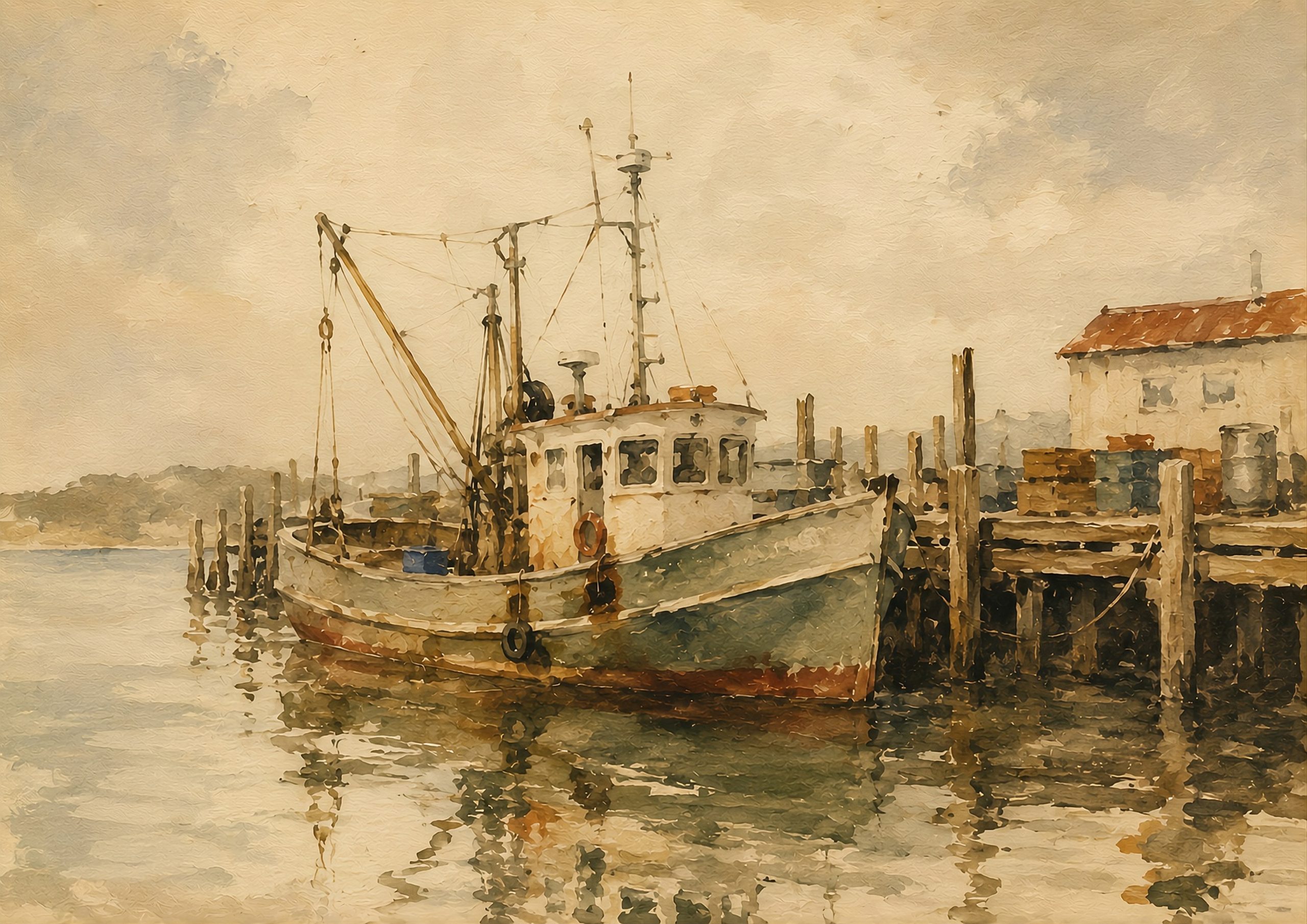 Vintage Fishing Boat Watercolour Print | Rustic Coastal Nautical Wall Art - Image 6