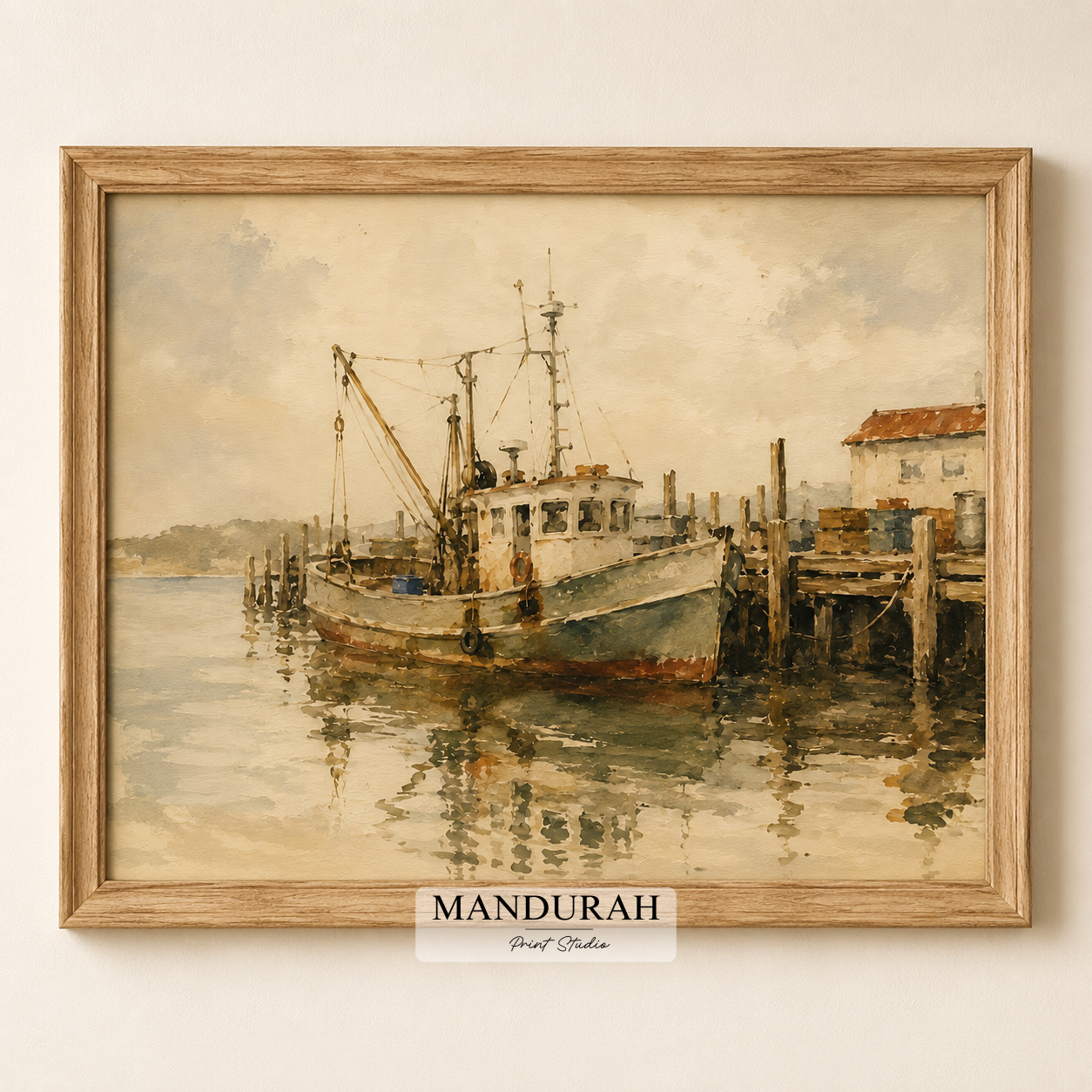 Vintage Fishing Boat Watercolour Print | Rustic Coastal Nautical Wall Art