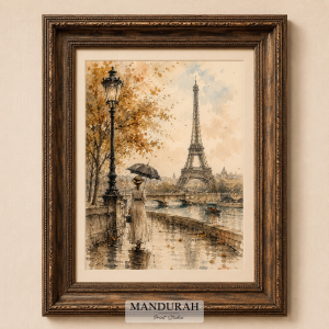 Vintage Paris Eiffel Tower Watercolor Print | Romantic French Wall Art