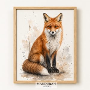 Red Fox Wall Art | Watercolor Wildlife Print