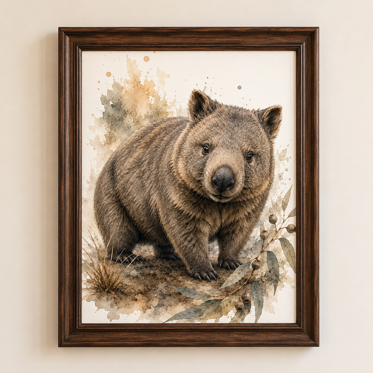 Australian Wombat Wall Art | Watercolour Australian Wildlife Print Digital Download