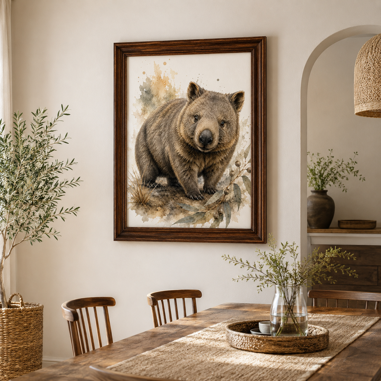 Australian Wombat Wall Art | Watercolour Australian Wildlife Print Digital Download - Image 5