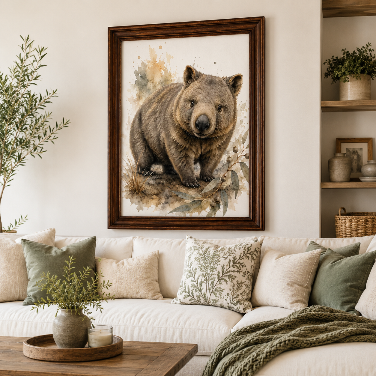 Australian Wombat Wall Art | Watercolour Australian Wildlife Print Digital Download - Image 4