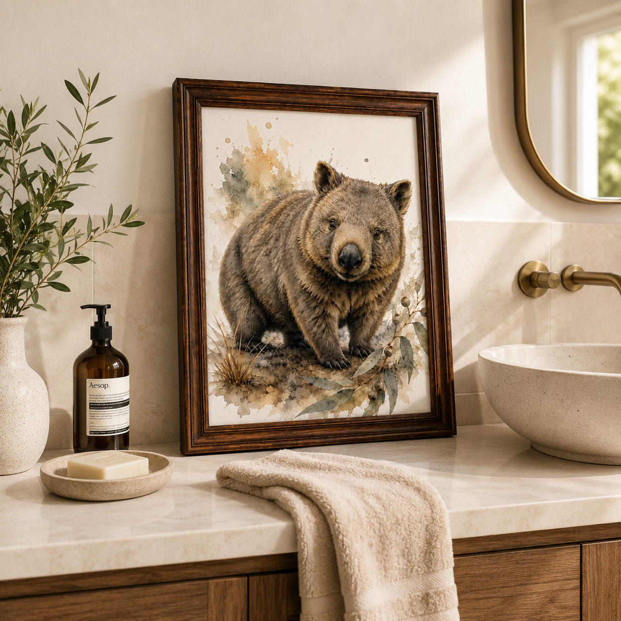 Australian Wombat Wall Art | Watercolour Australian Wildlife Print Digital Download - Image 3