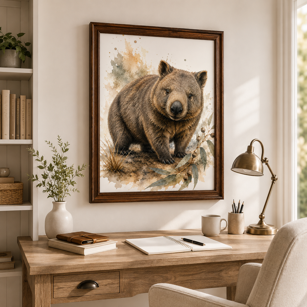 Australian Wombat Wall Art | Watercolour Australian Wildlife Print Digital Download - Image 2