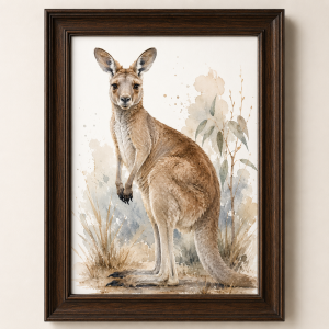 Kangaroo Watercolour Print | Australian Wildlife Wall Art Digital Download